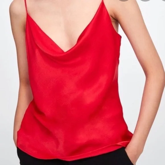 Zara red silk cami - Picture 1 of 3